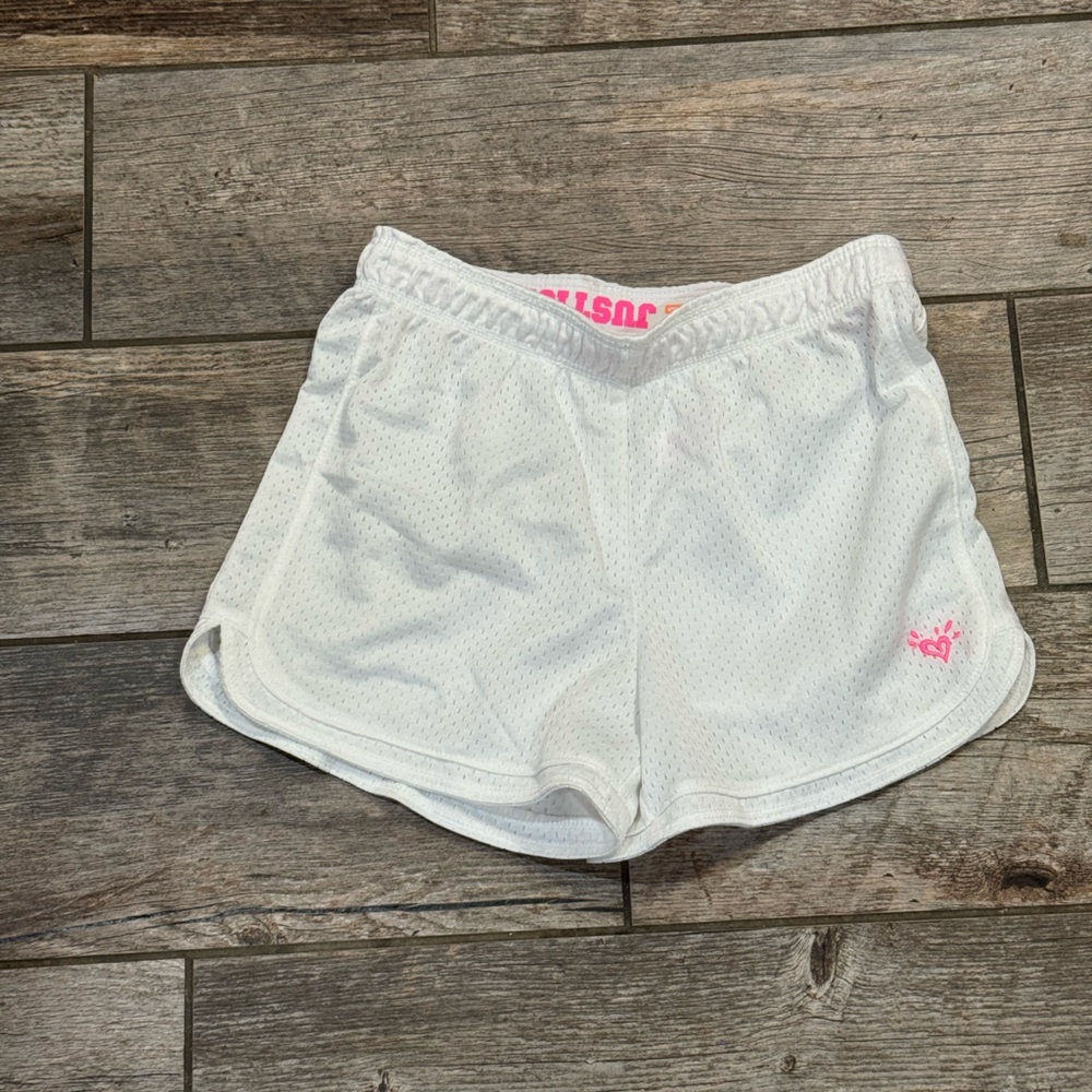 Justice White and Pink Athletic Shorts Relaxed Fit